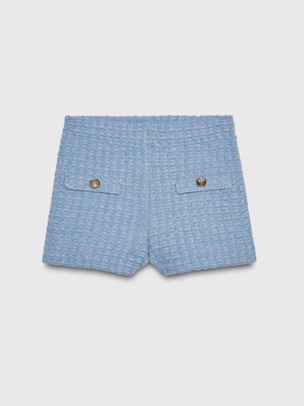 Zara High-Waist Textured Knit Shorts in Light Blue